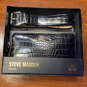 Steve Madden Black Croc Belt Bag